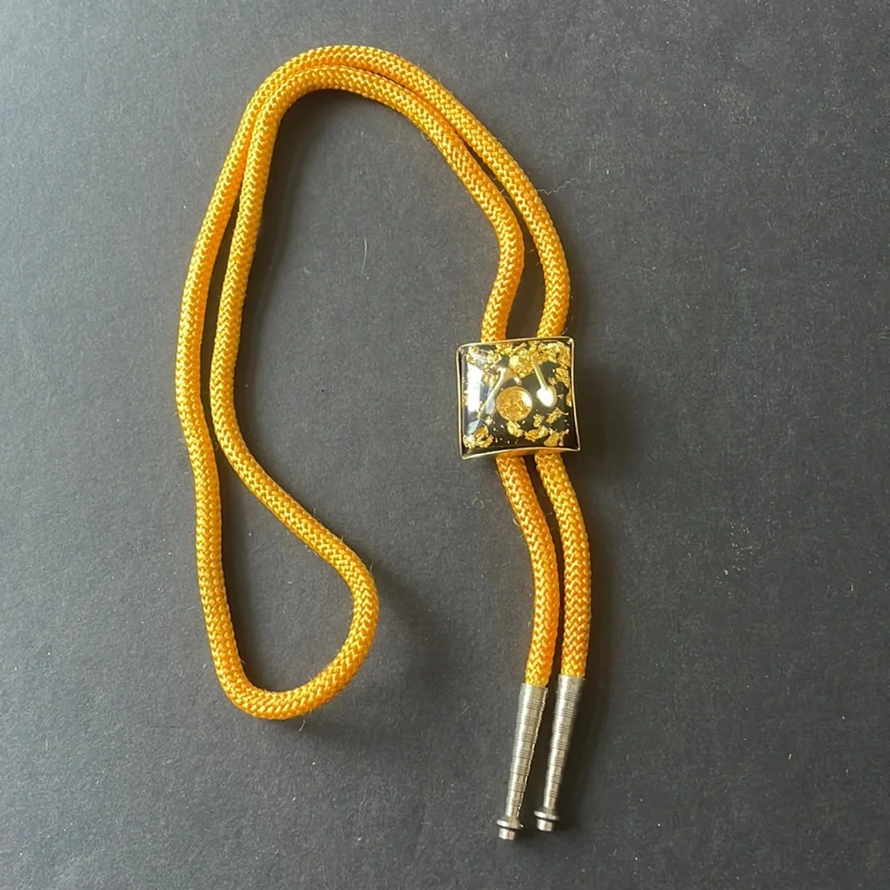 Vintage Lucite Gold Prospector Bolo Tie Necktie
